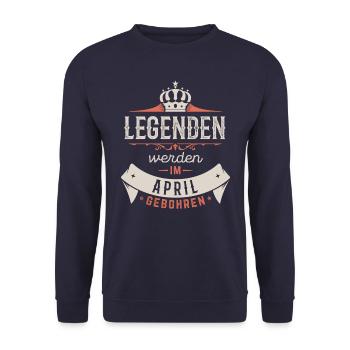 Legenden werden im April gebohren - Unisex Pullover - Navy - Vorne - Alina (178cm) & Michal (187cm)