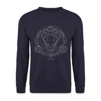 Harry Potter Slytherin Wappen - Unisex Pullover - Navy - Vorne - Alina (178cm) & Michal (187cm)