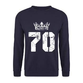 70 Number crown - Unisex Sweatshirt - navy - Front - Alina (178cm) & Michal (187cm)