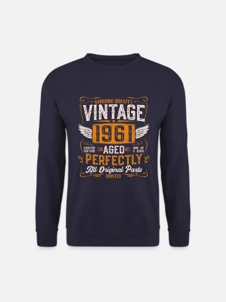 Vintage 1961 Born Vintage Birthday Gift - Unisex Sweatshirt - navy