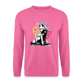 Loup Mandala celtique - Sweat-shirt Unisexe - rose - Devant
