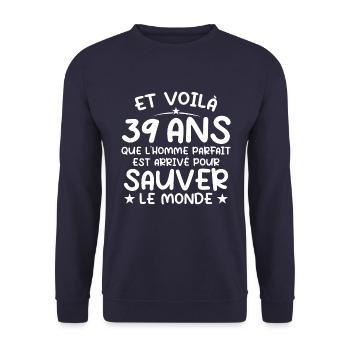 39 years old Gift 39 years Original Gift Men 39 years old - Unisex Sweatshirt - navy - Front - Alina (178cm) & Michal (187cm)