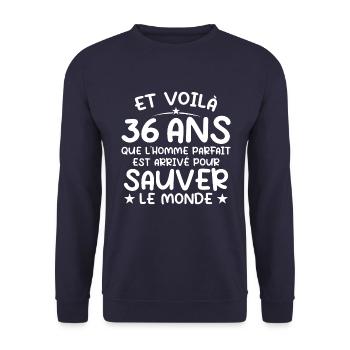 36 Jahre alt Geschenk 36 Jahre alt Original Geschenk Männer 36 Jahre alt - Unisex Pullover - Navy - Vorne - Alina (178cm) & Michal (187cm)