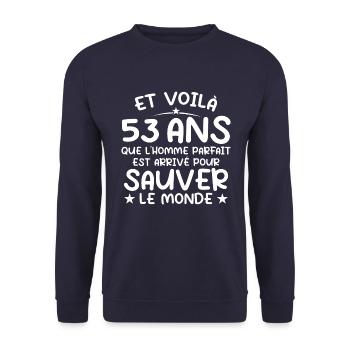 53 years old Gift 53 years Original Gift Men 53 years old - Unisex Sweatshirt - navy - Front - Alina (178cm) & Michal (187cm)