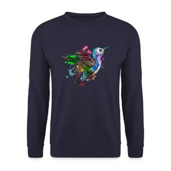 Hummingbird Painting - Unisex Sweatshirt - navy - Front - Alina (178cm) & Michal (187cm)