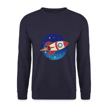 Fast Rocket Launches into space - Unisex Sweatshirt - navy - Front - Alina (178cm) & Michal (187cm)