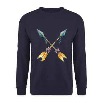 Aquarelle flèches croisés Boho symbole amitié - Sweat-shirt Unisexe - marine - Devant - Alina (178cm) & Michal (187cm)