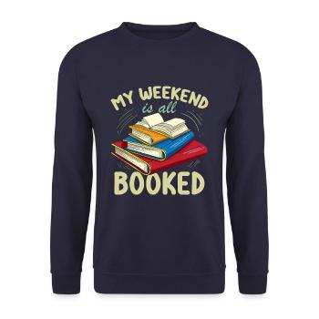 My Weekend Is All Booked Funny Book Lover - Unisex Sweatshirt - navy - Front - Alina (178cm) & Michal (187cm)