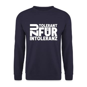 Zu Tolerant für Intoleranz - Unisex Pullover - Navy - Vorne - Alina (178cm) & Michal (187cm)