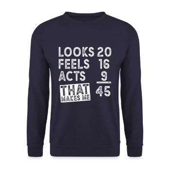 45 anniversaire rengaine 45 ans cadeau - Sweat-shirt Unisexe - marine - Devant - Alina (178cm) & Michal (187cm)
