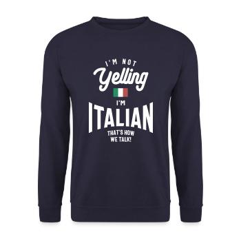 Je ne crie pas Je suis Italien Drôle De Fierté Italienne - Sweat-shirt Unisexe - marine - Devant - Alina (178cm) & Michal (187cm)