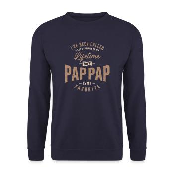 I've Been Called a Lot of Names But Pap-Pap - Unisex Sweatshirt - navy - Front - Alina (178cm) & Michal (187cm)