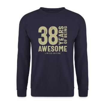 38 Jahre Awesome 38. Geburtstag - Unisex Pullover - Navy - Vorne - Alina (178cm) & Michal (187cm)