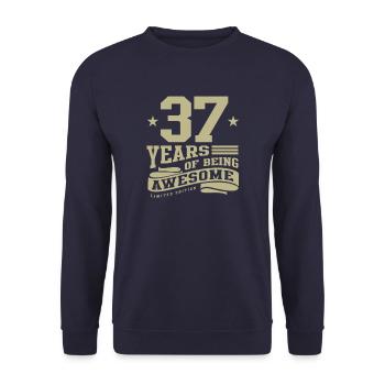 37 Jahre Awesome 37. Geburtstag - Unisex Pullover - Navy - Vorne - Alina (178cm) & Michal (187cm)