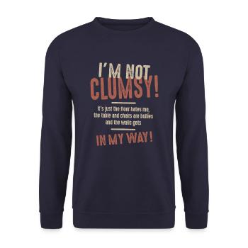 Ich bin nicht ungeschickt Lustige Sprüche Sarkastisch - Unisex Pullover - Navy - Vorne - Alina (178cm) & Michal (187cm)