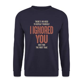 Il n’y a pas besoin de vous répéter l’humour sarcastique - Sweat-shirt Unisexe - marine - Devant - Alina (178cm) & Michal (187cm)