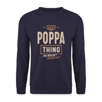 Mens It's a Poppa Thing Funny Dad Grandpa - Unisex Sweatshirt - navy - Front - Alina (178cm) & Michal (187cm)