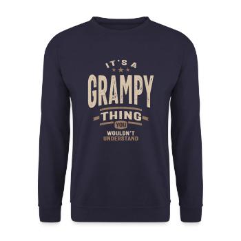 Männer Es ist eine schmutzige Sache Lustiger Papa Opa - Unisex Pullover - Navy - Vorne - Alina (178cm) & Michal (187cm)