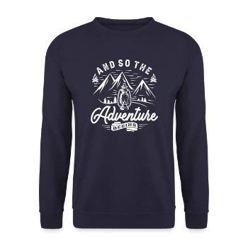Und so beginnt das Abenteuer Camper Hiker - Unisex Pullover - Navy - Vorne - Alina (178cm) & Michal (187cm)