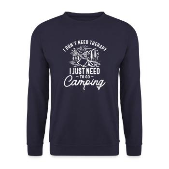 Ich brauche keine Therapie, ich muss nur campen gehen - Unisex Pullover - Navy - Vorne - Alina (178cm) & Michal (187cm)