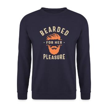 Barbu pour son plaisir Drôle d’humour Barbe - Sweat-shirt Unisexe - marine - Devant - Alina (178cm) & Michal (187cm)