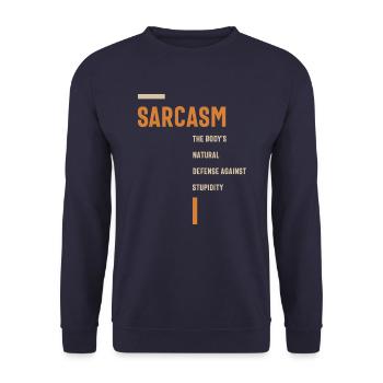 Sarkasmus die Verteidigung gegen Dummheit lustig - Unisex Pullover - Navy - Vorne - Alina (178cm) & Michal (187cm)