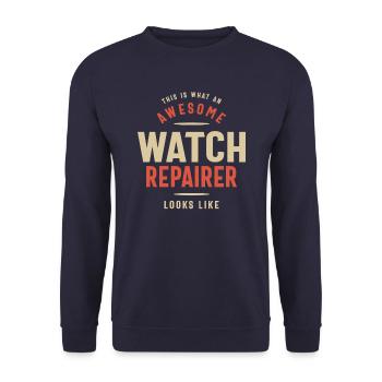 Funny Awesome Watch Repairer Job Occupation - Unisex Sweatshirt - navy - Front - Alina (178cm) & Michal (187cm)
