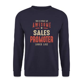 Funny Awesome Sales Promoter Job Beruf - Unisex Pullover - Navy - Vorne - Alina (178cm) & Michal (187cm)
