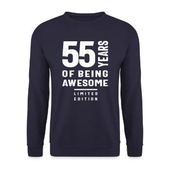 55 Years of Being Awesome - 55th Birthday - Unisex Sweatshirt - navy - Front - Alina (178cm) & Michal (187cm)
