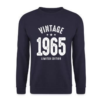 Vintage né en 1965 - 57ème anniversaire Rétro Classic - Sweat-shirt Unisexe - marine - Devant - Alina (178cm) & Michal (187cm)