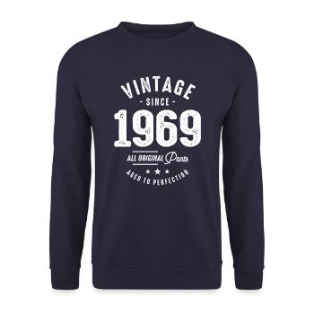 Vintage Since 1969 - 53rd Birthday Retro Classic - Unisex Sweatshirt - navy - Front - Alina (178cm) & Michal (187cm)