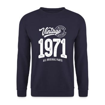 Vintage né en 1971 - 51ème anniversaire Rétro Classic - Sweat-shirt Unisexe - marine - Devant - Alina (178cm) & Michal (187cm)