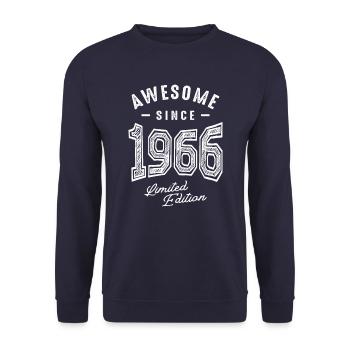 Awesome Since 1966 - 56th Birthday Retro Classic - Unisex Sweatshirt - navy - Front - Alina (178cm) & Michal (187cm)