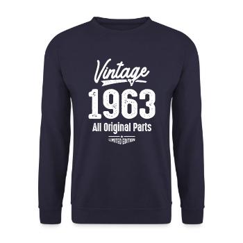 Vintage Born in 1963 - 59th Birthday Retro Classic - Unisex Sweatshirt - navy - Front - Alina (178cm) & Michal (187cm)