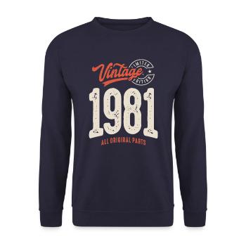 Vintage né en 1981 - 41ème anniversaire Retro - Sweat-shirt Unisexe - marine - Devant - Alina (178cm) & Michal (187cm)