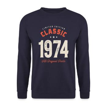 Classic 1974 - 48th Birthday Vintage - Unisex Sweatshirt - navy - Front - Alina (178cm) & Michal (187cm)