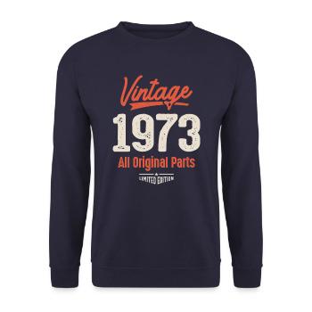 Millésime né en 1973 - 49ème anniversaire - Sweat-shirt Unisexe - marine - Devant - Alina (178cm) & Michal (187cm)