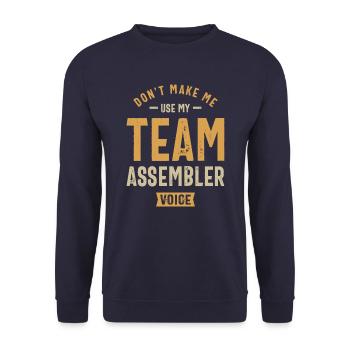 Team Assembler Job Occupation Birthday Worker - Unisex Sweatshirt - navy - Front - Alina (178cm) & Michal (187cm)