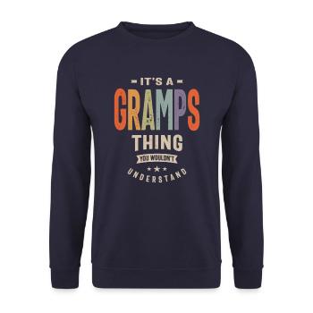 Mens It's a Gramps Thing Funny Dad Grandpa - Unisex Sweatshirt - navy - Front - Alina (178cm) & Michal (187cm)