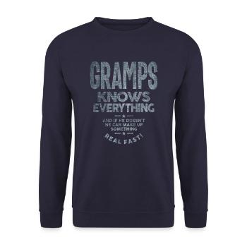 Gramps Knows Everything Dad Grandpa - Unisex Sweatshirt - navy - Front - Alina (178cm) & Michal (187cm)