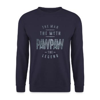 Pawpaw Der Mann Der Mythos Die Legende Papa Opa - Unisex Pullover - Navy - Vorne - Alina (178cm) & Michal (187cm)