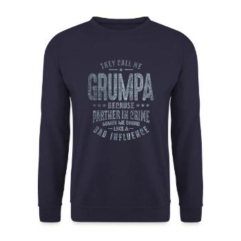 Sie nennen mich Grumpa Weil Partner In Crime - Unisex Pullover - Navy - Vorne - Alina (178cm) & Michal (187cm)
