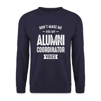 Alumni-Koordinator Beruf - Unisex Pullover - Navy - Vorne - Alina (178cm) & Michal (187cm)