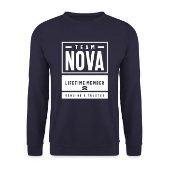 Nova Personalisierter Name - Unisex Pullover - Navy - Vorne - Alina (178cm) & Michal (187cm)