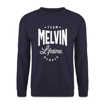 Melvin Personalized Name - Unisex Sweatshirt - navy - Front - Alina (178cm) & Michal (187cm)