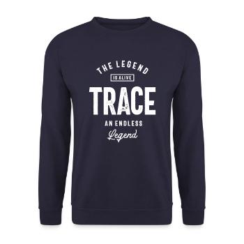 Personalisierter Name verfolgen - Unisex Pullover - Navy - Vorne - Alina (178cm) & Michal (187cm)