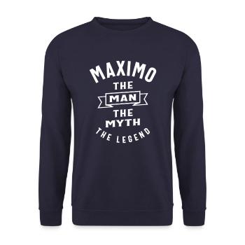 Nom personnalisé Maximo - Sweat-shirt Unisexe - marine - Devant - Alina (178cm) & Michal (187cm)