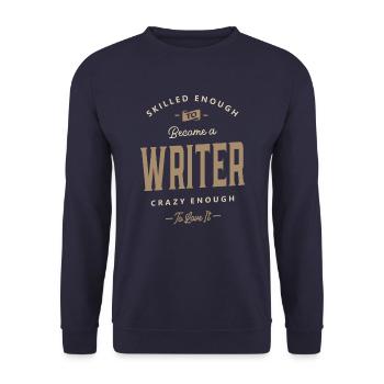 Writer Funny Job Title Profession Birthday Worker - Unisex Sweatshirt - navy - Front - Alina (178cm) & Michal (187cm)
