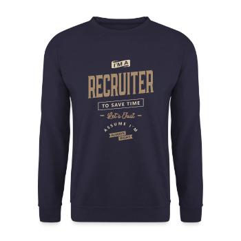 Personalvermittler Lustige Berufsbezeichnung Beruf - Unisex Pullover - Navy - Vorne - Alina (178cm) & Michal (187cm)