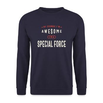 Special Force Job Occupation Birthday Worker - Unisex Sweatshirt - navy - Front - Alina (178cm) & Michal (187cm)